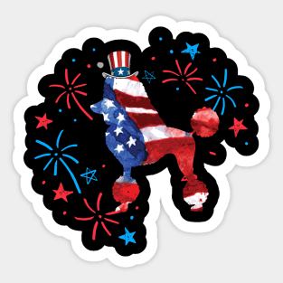 Poodle Uncle Sam Hat 4Th Of July Sticker